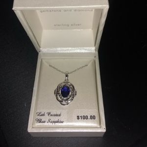 NWTS SAPPHIRE STERLING SILVER NECKLACE